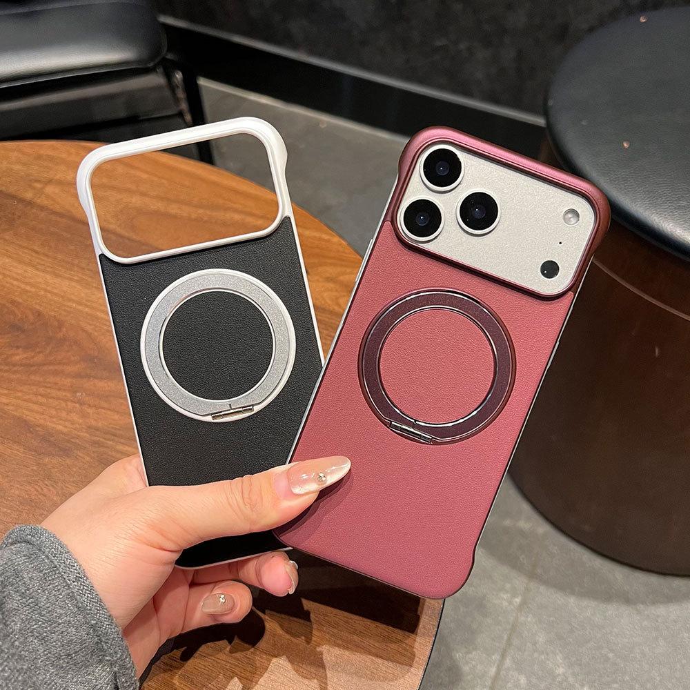 Ultra-light and Thin Borderless, Suitable for iPhone17 Mobile Phone Fulcrum Case, Apple Huawei Xiaomi Sticker Leather Bracket Protective Case