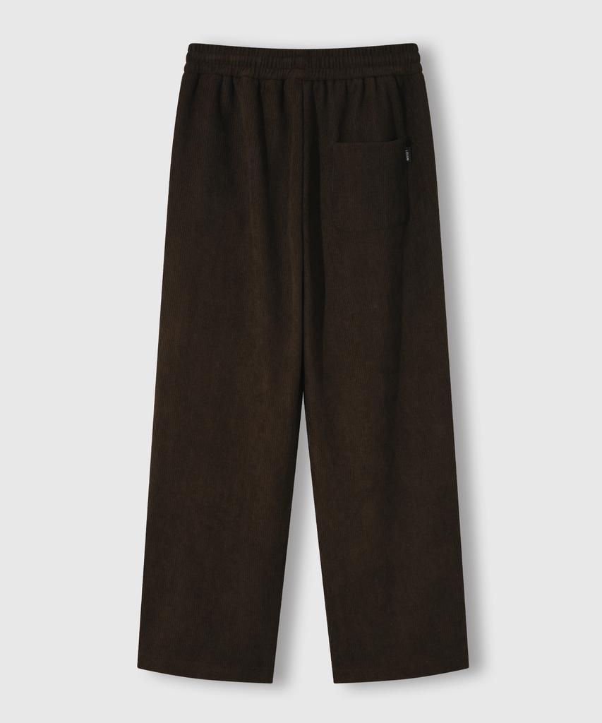 LEMAIN SECOND Single-Pleat Wide Corduroy Elastic Pants [Brown]