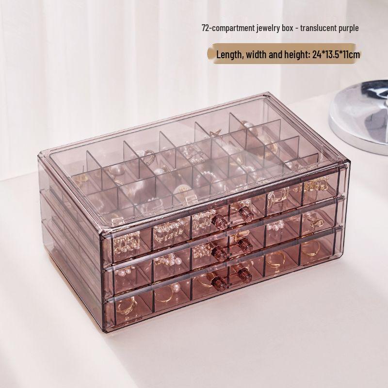 

Прозрачный акриловый органайзер для украшений с ящиками - Большая вместимость для колец, серег и ожерелий