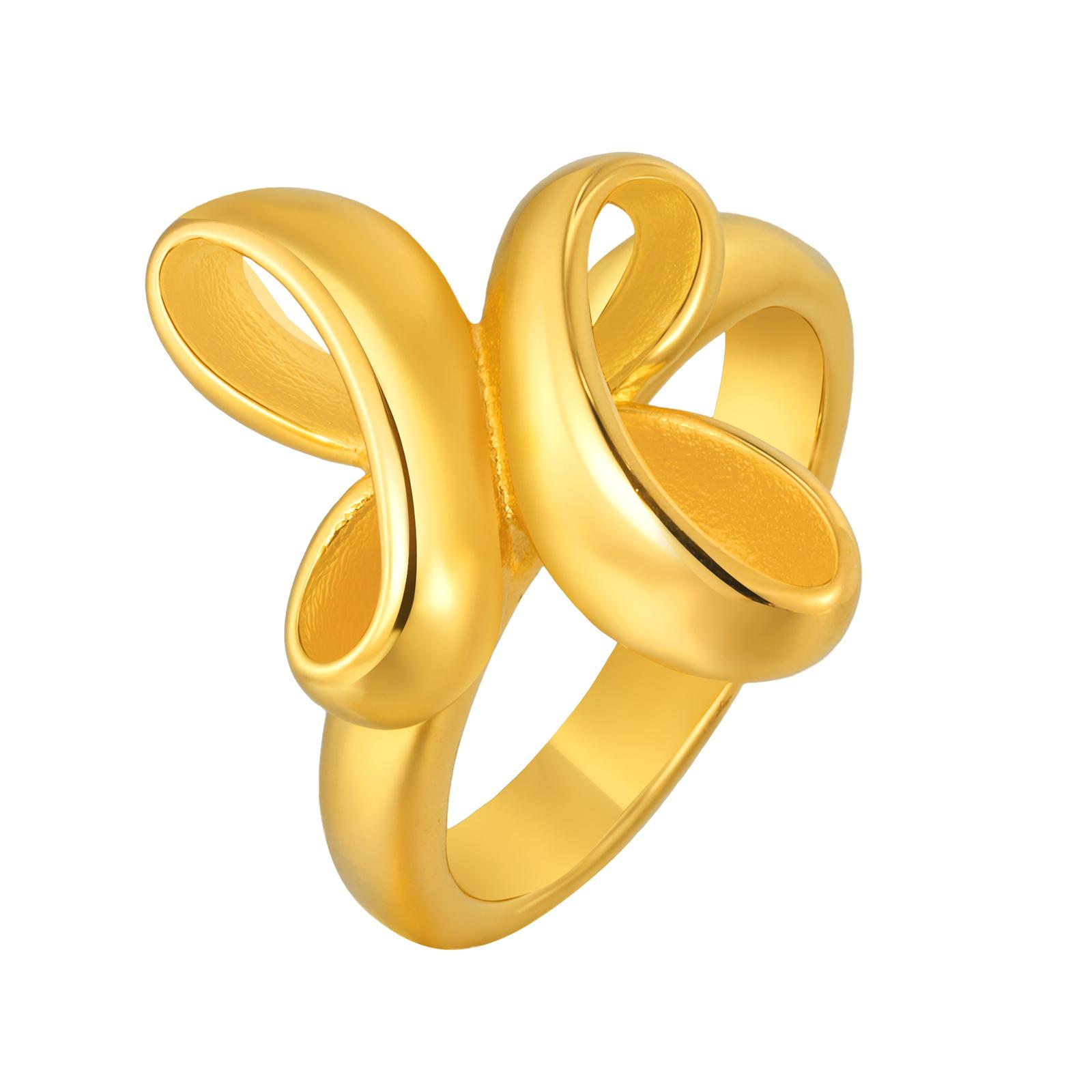 

Stainless Steel Butterfly Ring, 18k Gold Plated Chunky Statement Ring for Women Fade-proof Jewelry US Ring Size 07