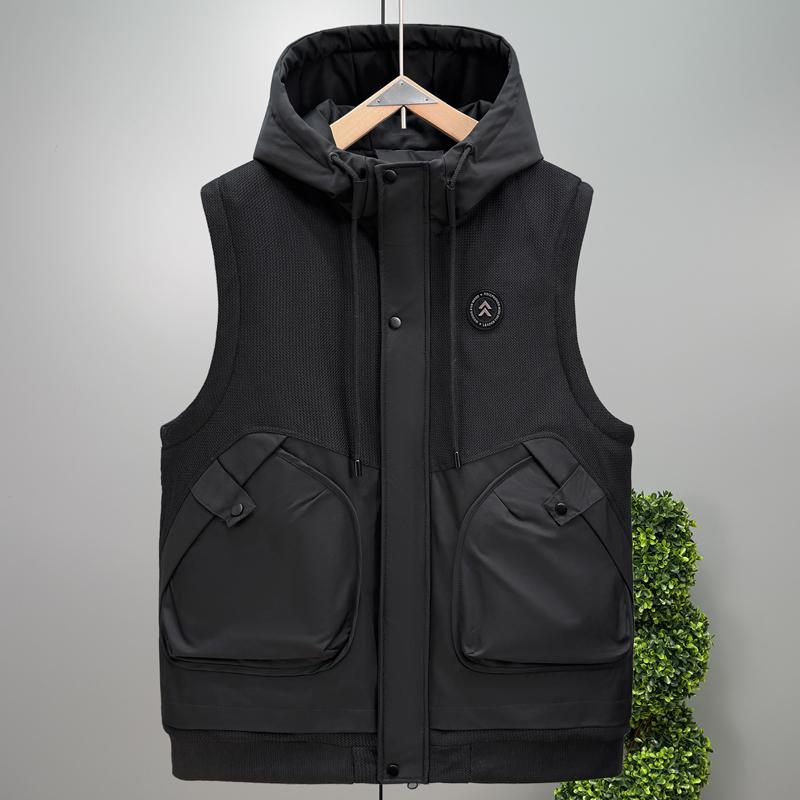 

Мода больших размеров 5XL-11XL Осень Зима Теплый Жилет без рукавов Мужской Оверсайз Верхняя одежда Толстая Зимняя Мужская Куртка с Капюшоном 11XL чёрный