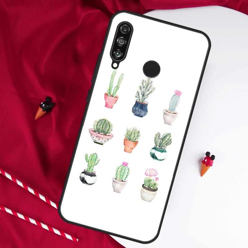 Cute Cactus Potted Plant For Huawei Nova Y90 Y70 Y60 Y72 Y73 Y61 Y91 7i 8i 11i 12i 12s 9 10 SE P20 P30 P40 Lite Case