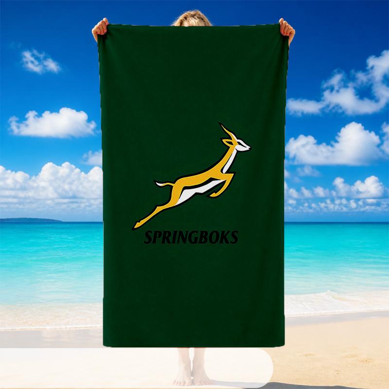 Quick Dry Beach Towel Springboks Rugby Pattern, Lightweight Absorbent Towel for Pool Beach Vacation Use