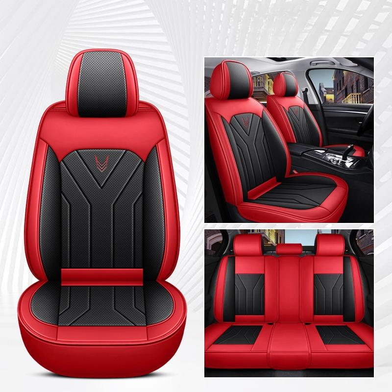 Full 5seats Faux Leather Car Seat Covers | Comfortable Supportive, Universal Fit for Various Models, Sponge Filler, Non-Textile Material