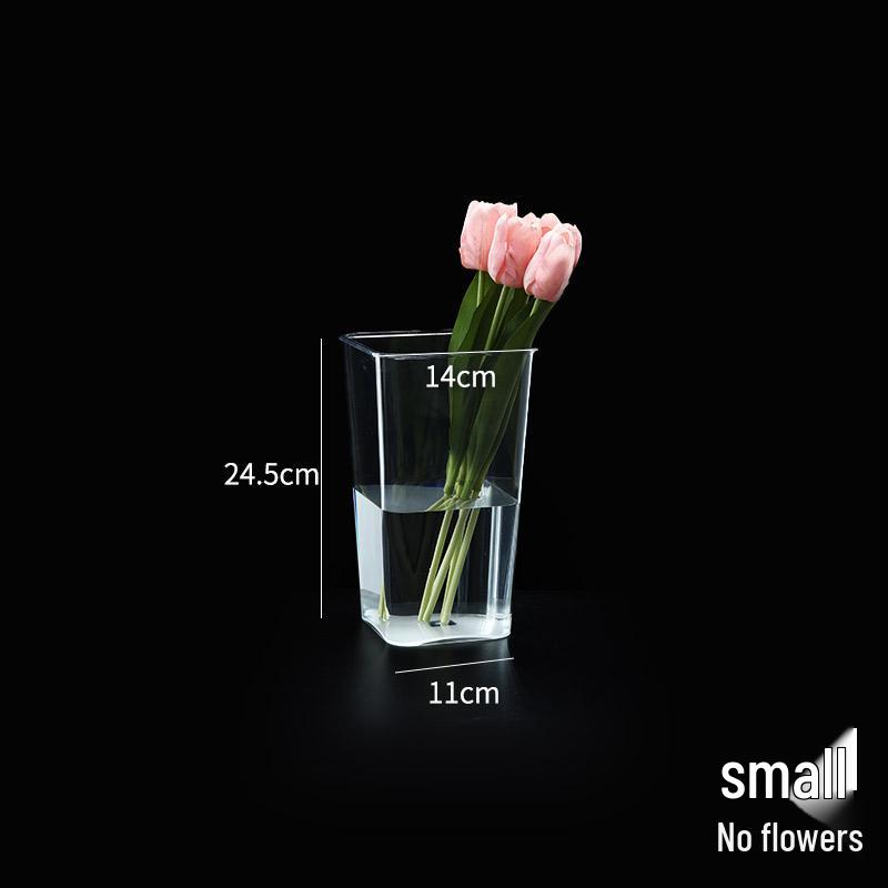 Secchiello Acrilico Risveglio di Fiori: Vaso quadrato grande trasparente per fiori freschi e composizioni