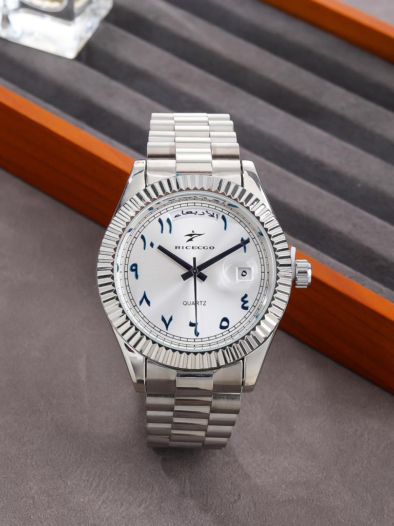 Business quartz watch with Arabic numeral scale date display texture bezel design suitable for both business and leisure