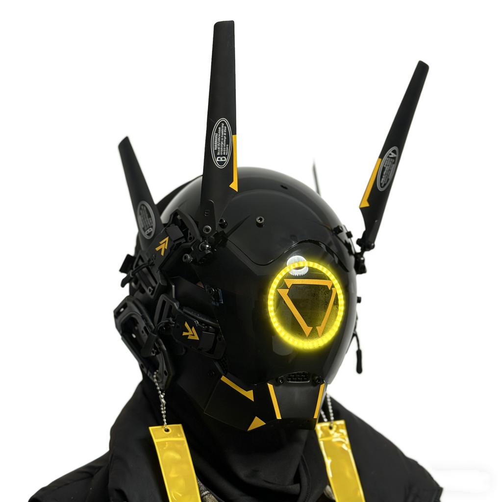 Cyberpunk Commander COS Helmet, Mechanical Armor, Technological Bar Gathering led Mask, Robot Mask