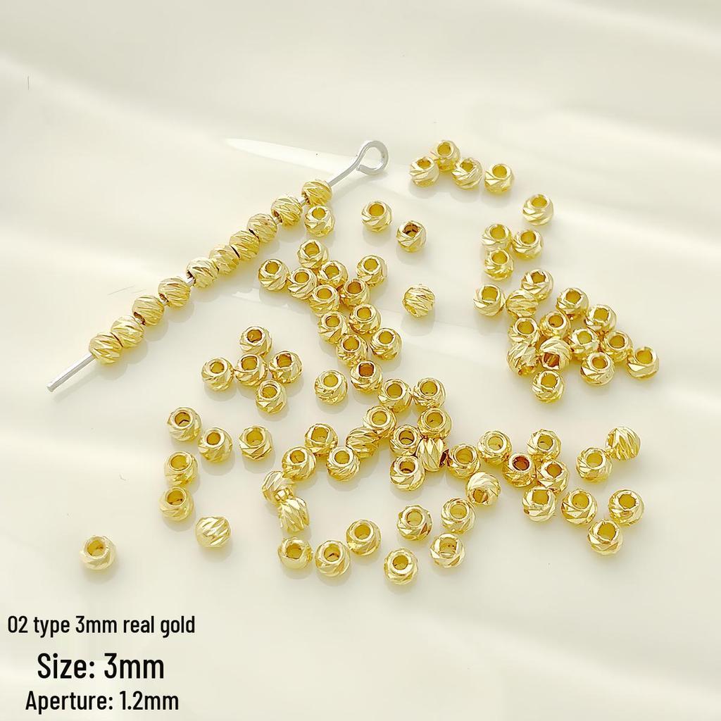 18K Vergoldete, kreuzgeschnittene, runde Abstandshalterperlen für die DIY Schmuck-, Halsketten- und Armbandherstellung.