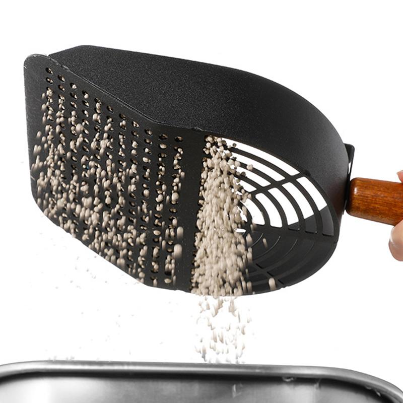 Katzenstreuschaufel aus Edelstahl Langlebige Langstiel-Katzenschaufel Stabile Maschenschaufel Streufilter Haustierreinigungswerkzeuge