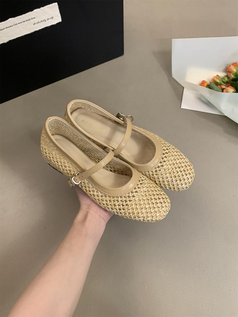 Female Buckle Strap Footwear Ladies Flats Mary Janes Shoes New 2025 Mesh Shallow Women Ballet Flats Shoes