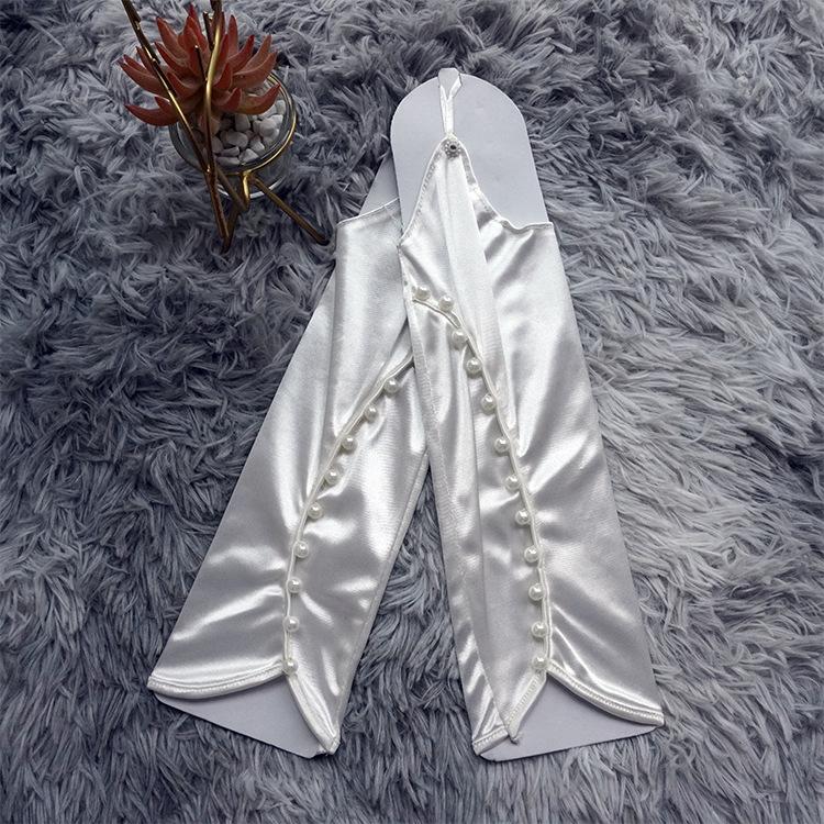 Medium And Long Finger Gloves, Pearl Etiquette Wedding Gloves, Satin Elastic Satin Gloves