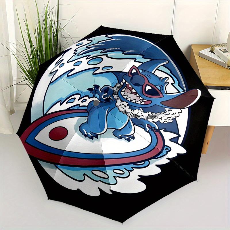 

Stitch, surfing Automatic Opening and Closing Umbrella - 8 Ribs Portable Folding Umbrella with Plastic Handle, Suitable for Leisure and Hall