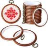 Burbell 15 Pcs 4 Inch Round Embroidery Hoops Frame Circle Rubber Hoops Ring Display Cross Stitch Ornament Imitated Wood Frame Kits for Craft Sewing