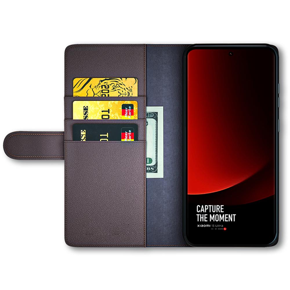 

For Xiaomi 13 Ultra Case Genuine Split Leather Phone Cover with Wallet Stand Brown