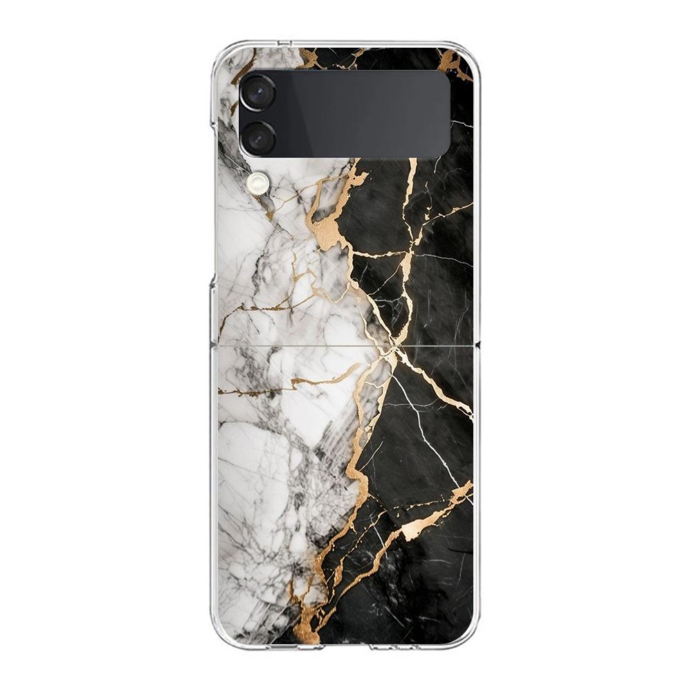 

Phone Case For Samsung Galaxy Z Flip 3 4 5 Hard Folding Clear PC Bumper For Samsung Z Flip 6 Back Cover Watercolor Marble Samsung Z Flip 6