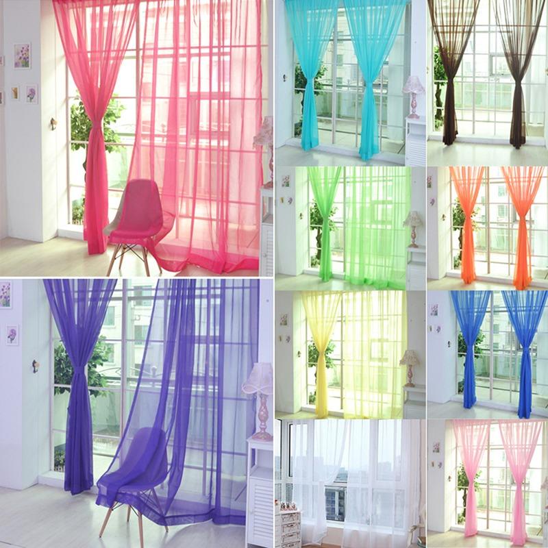 Simple Voile Solid Sheer Tulle Curtains Decoration Window Curtains Living Room The Bedroom Window Screening Panel Cortinas