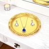 Vintage Round Metal Tray Retro Decorative Display Plate Flat Bottom Serving Platter for Jewelry