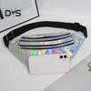Iridescent Midjeväska Glitter Bältesväska Vattentät Magväska Konstläder Bum Bag med 3 Fickor för Resor Fest Strand Musikfestival