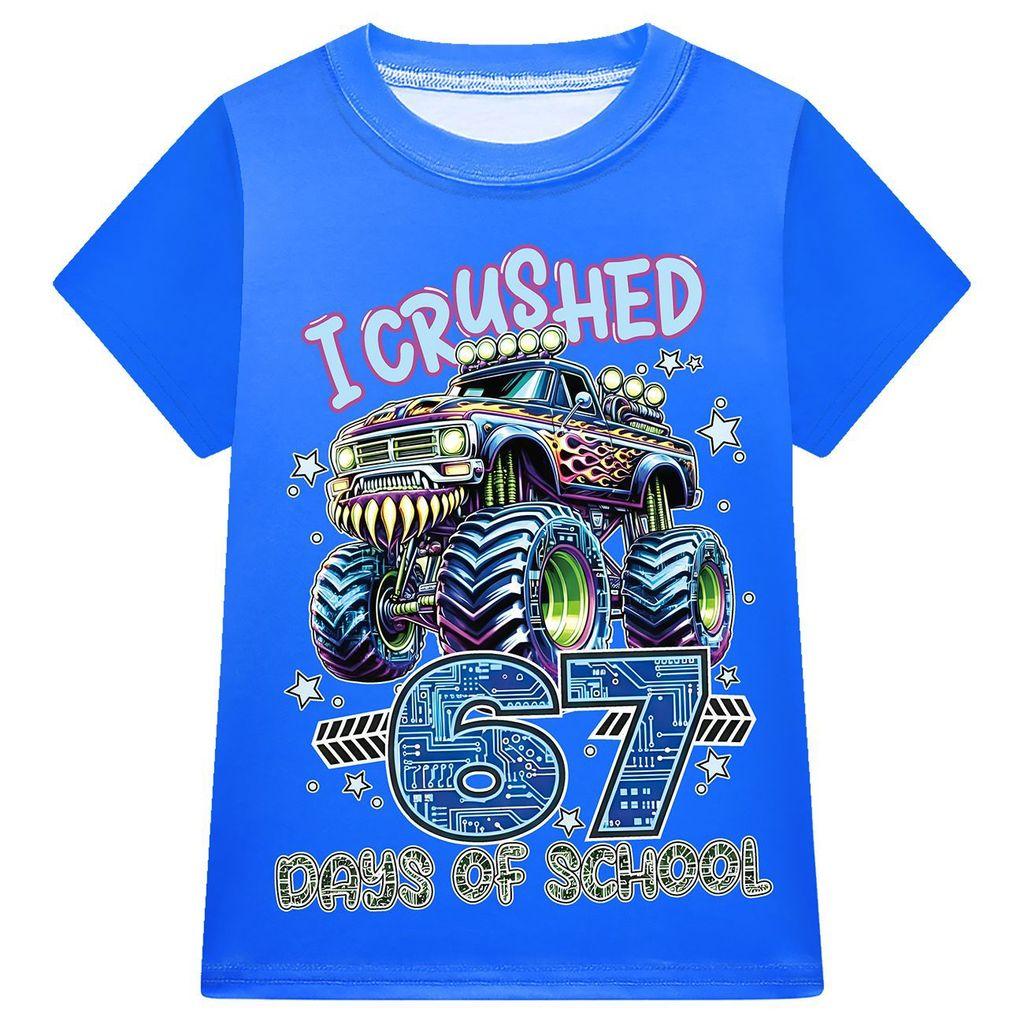 3347 Детская повседневная футболка с коротким рукавом Steal a Brainrot 67 100cm синий