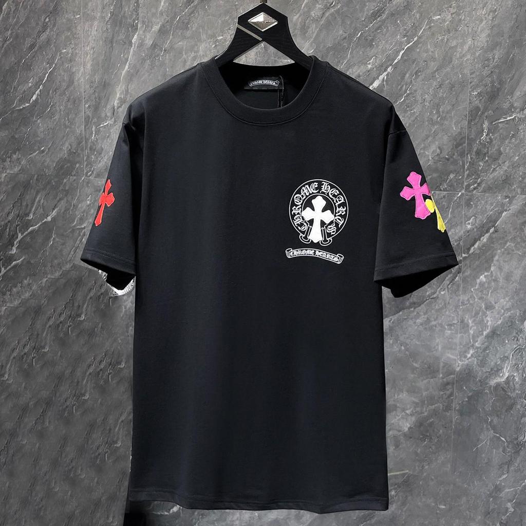 8923 CHROME HEARTS 2026 Summer New High Quality Cotton Round Neck Loose Large Size Men's and Women's T-shirt Couple T-shirt