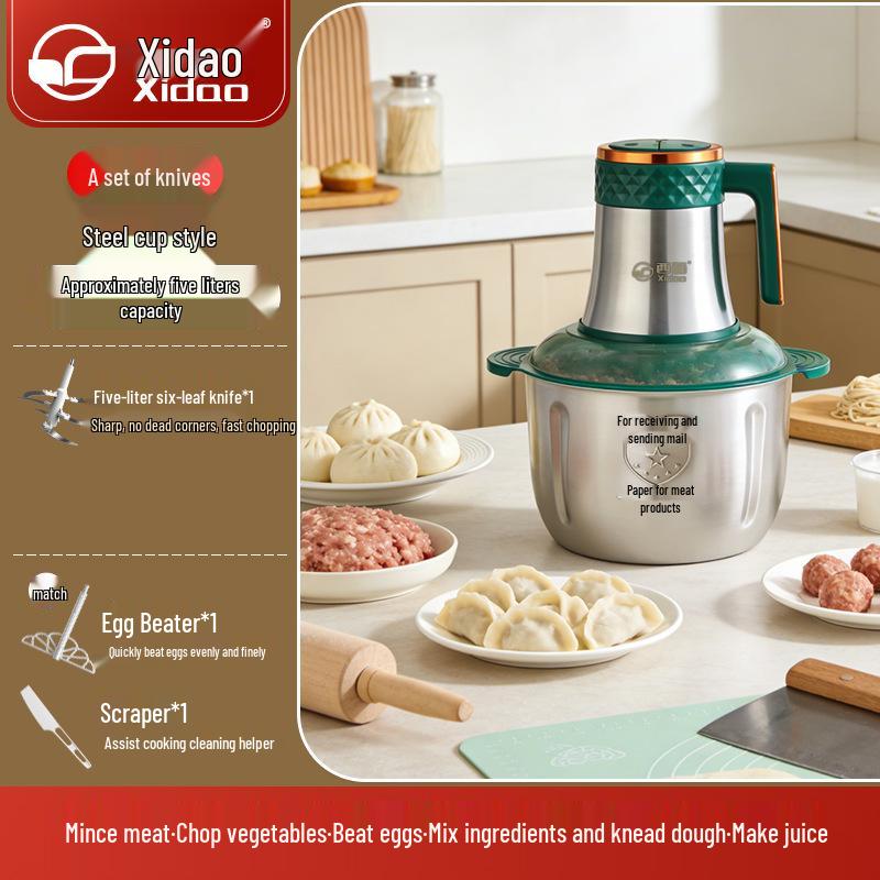 

5L Stainless Steel Electric Meat Grinder & Multifunctional Food Processor for Mincing and Dough Kneading