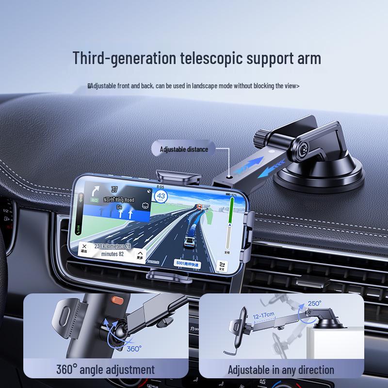 2025 Universal Car Phone Holder with Suction Cup and Air Vent Mount for Dashboard Navigation