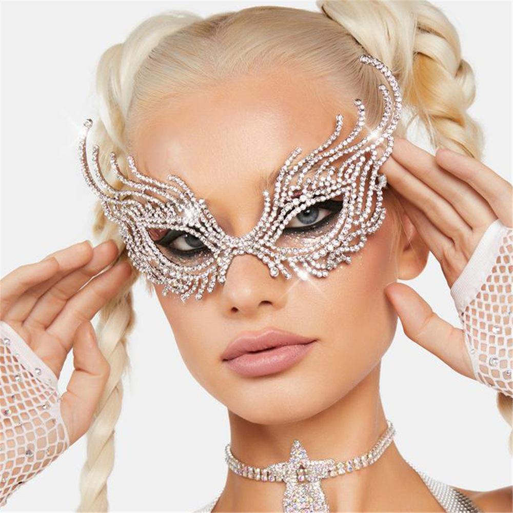 New Halloween Prom Half Face Mask Performance Blindfold, Party Party Mask Rhinestone Face Accessories