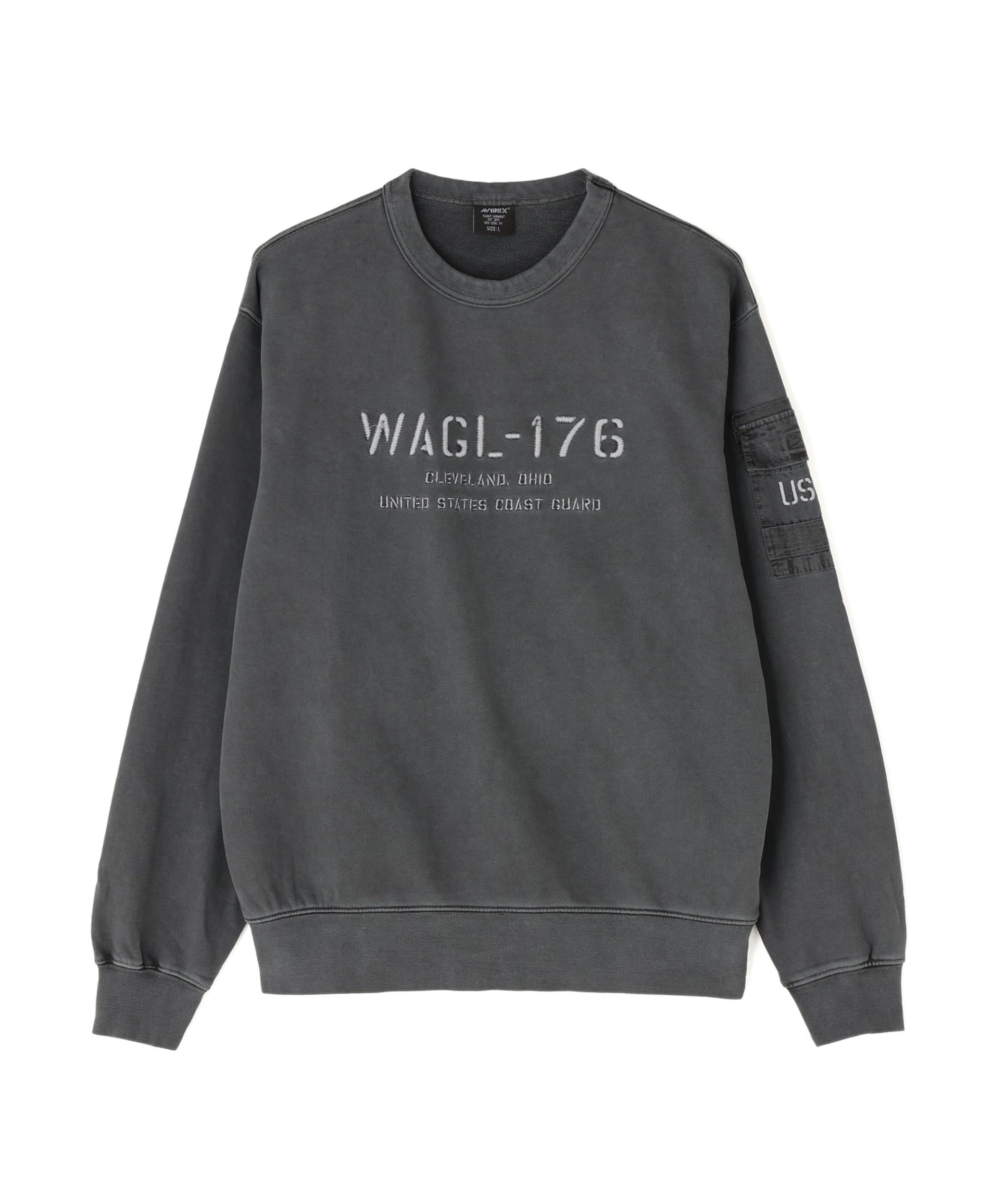 AVIREX FADED MIL.POCKET CREWNECK SWEAT 783-6132001 2XL charcoal