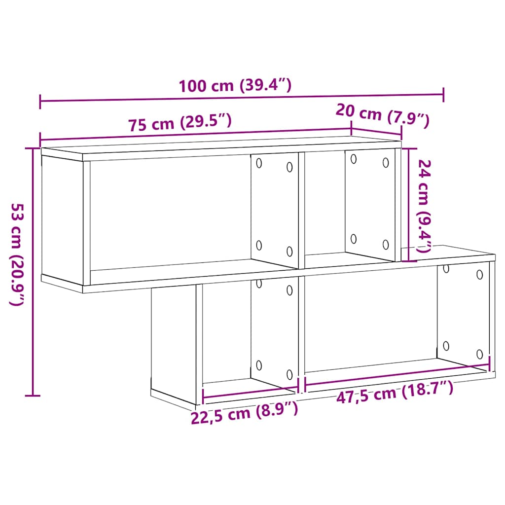 Wall Mounted Shelf with Shelf Brown Wood Based Material