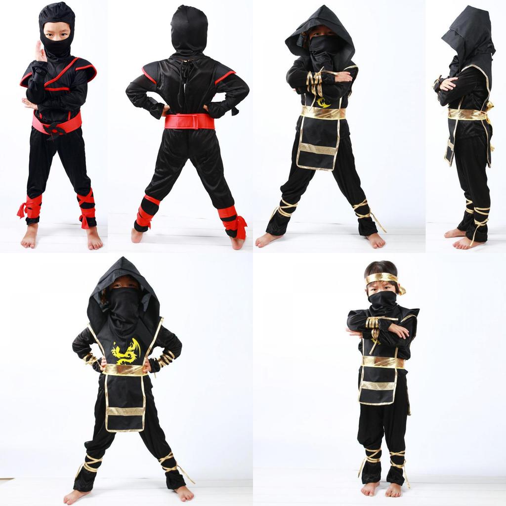 Stunning Boys Kids Ninja Assassin Samurai Warrior Fancy Dress Costume For Halloween