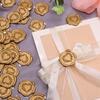 50Pcs Antique Gold Heart Wax Seal Stickers, Self Adhesive Envelope Seal Stickers for Wedding Invitation, Greeting Cards, Gift Wr