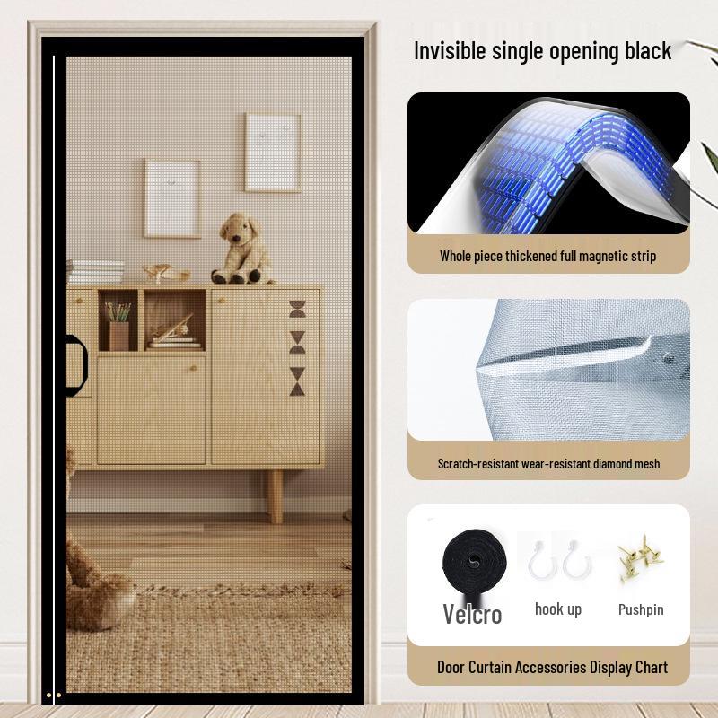 Diamond Mesh Magnetic Mosquito Door Curtain with Full-Frame Seal