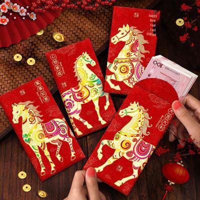 2026 Year of the Horse Red Envelope Bags - Short & Long Festive Shapes for Spring Festival
