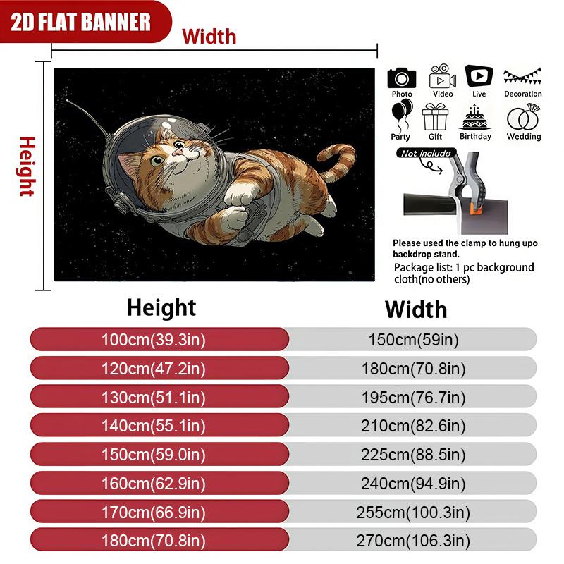 Astronaut Cat Tapestry Cute Ginger Tabby in Space Suit Floating Among Stars 2D Art Wall Hanging for Bedroom or Dorm Decor