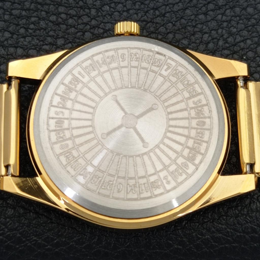 VINTAGE HAND-WINDING SWISS MENS REFURBISHED ROULETTE YELLOW DIAL WATCH A701163-5 R205b-a701163
