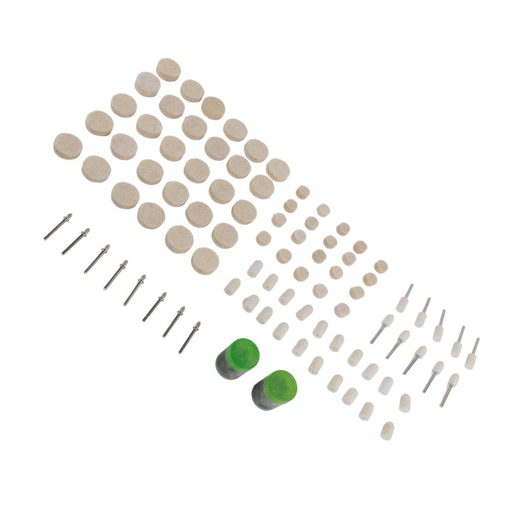 90Pcs Abrasive Soft Felt Wool Polishing Wheel, Total 90 Pieces Wheel, Point, Mandrel Kit for Metal and Nonmetal Materials, Polishing and ing with Smal