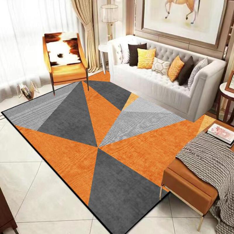 Geometric Orange Carpet Living Room Modern Home Decoration Bedroom Large Area Rugs Washable Antiskid Lounge Floor Mats Doorstep