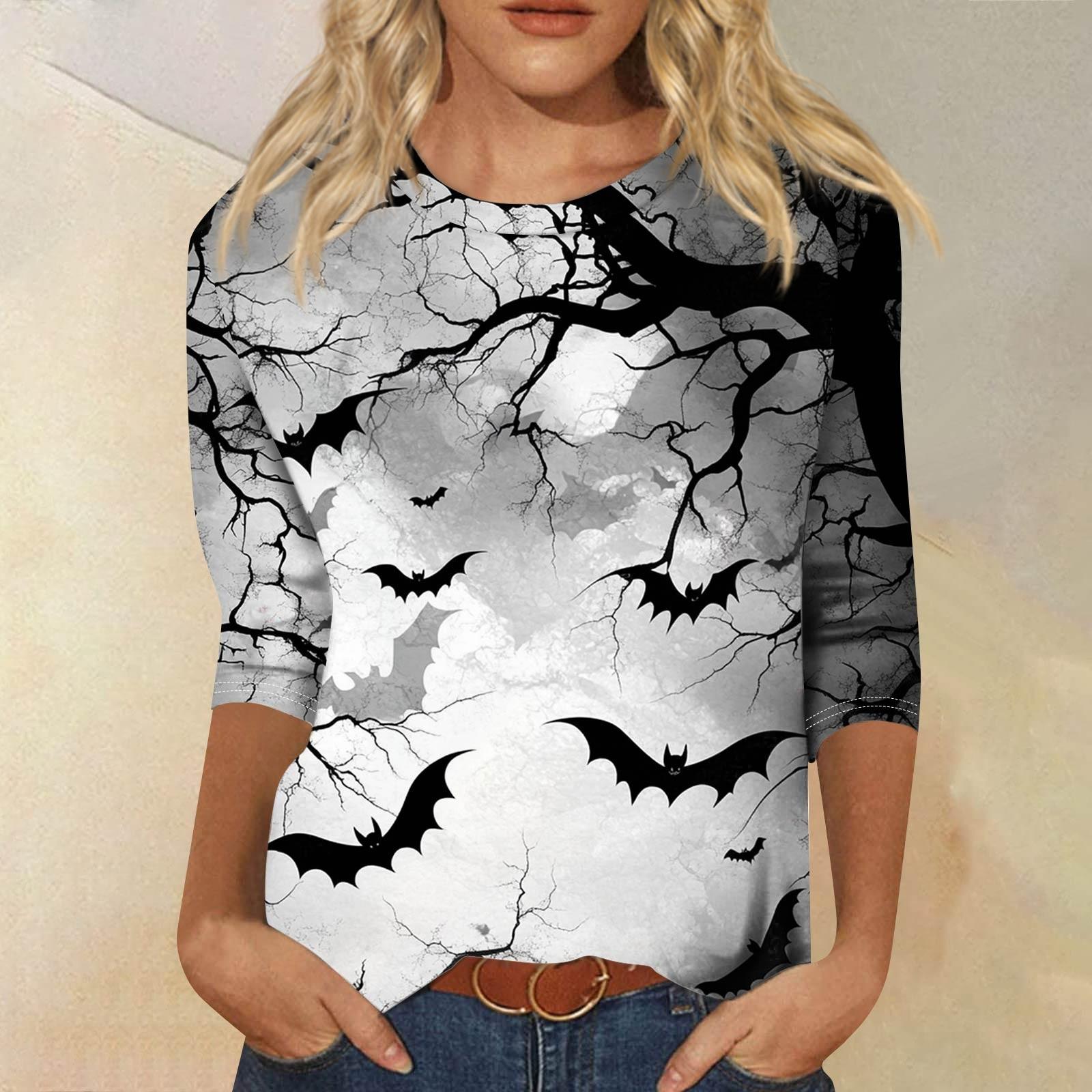 

Женская модная повседневная свободная футболка с круглым вырезом и рукавами 3/4 с принтом, женский топ S