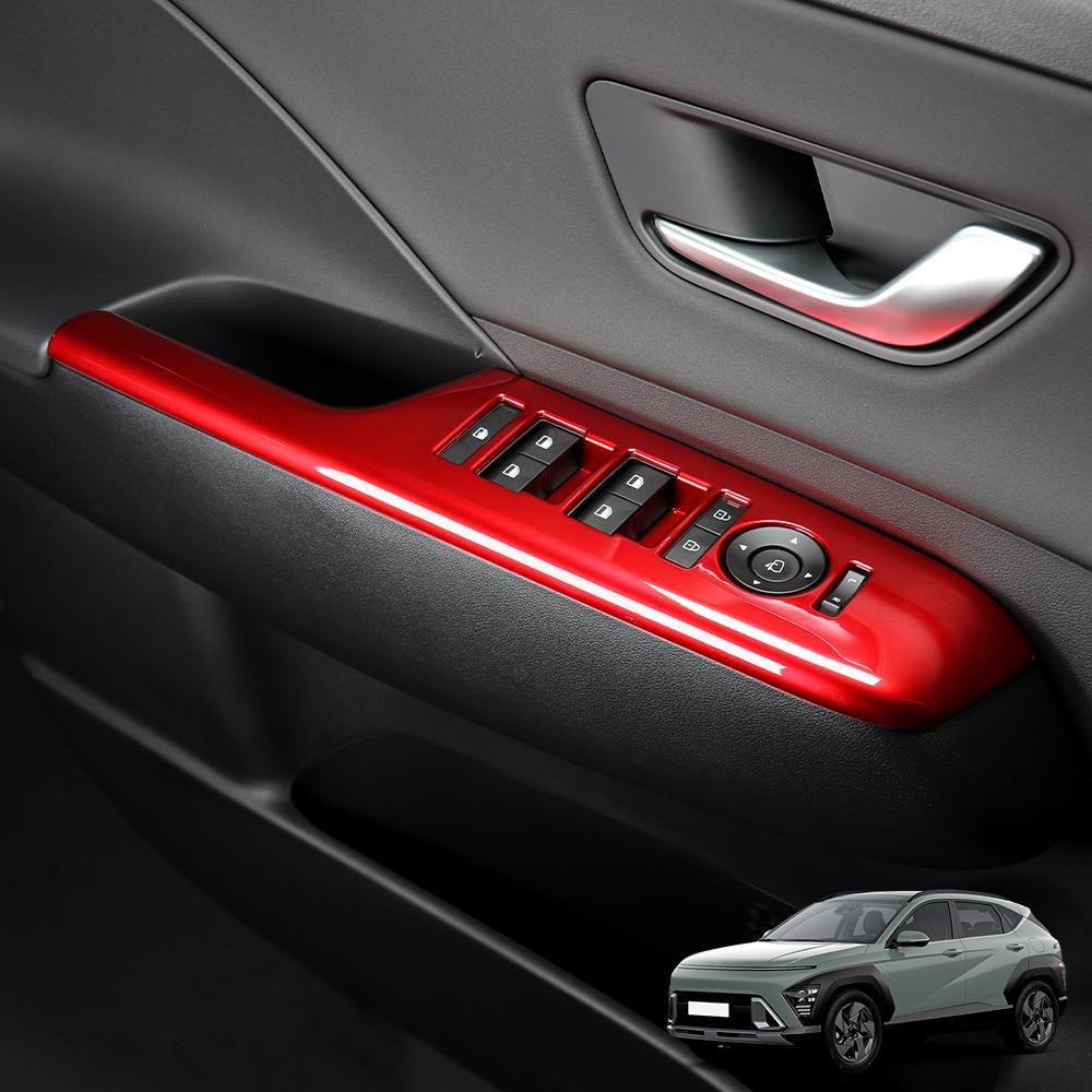 For Hyundai Kona SX2 2026-2026 Car Tuning Carbon Fiber Style Door Armrest Pad Decal Window Lifting Button Cover Accessrioes