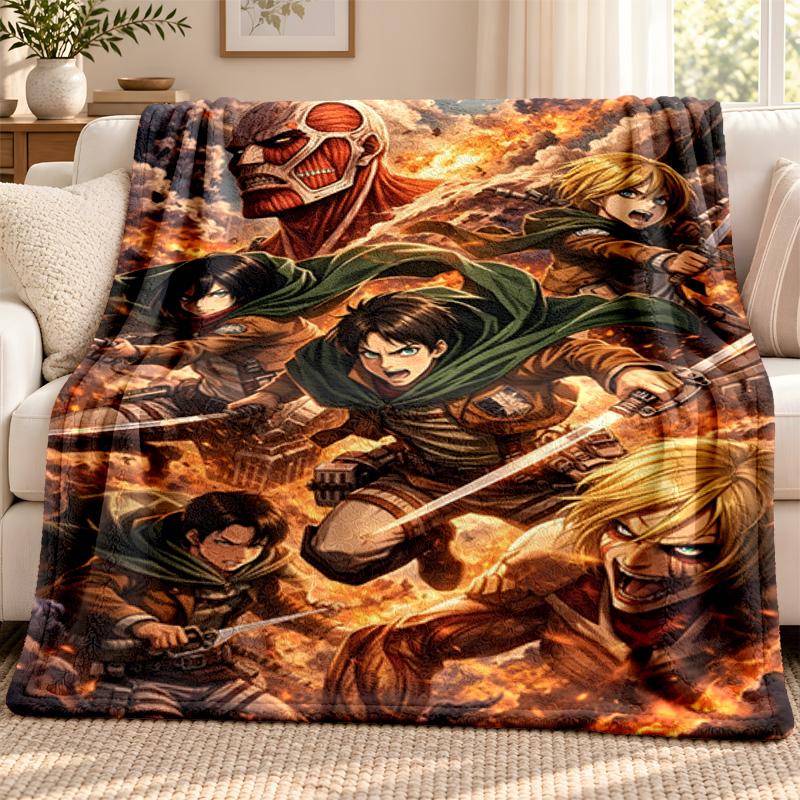 Attack on Titan blanket Flannel Blanket Soft Cozy Plush Throw for Sofa Bed Lightweight Home Decoration Outdoor camping