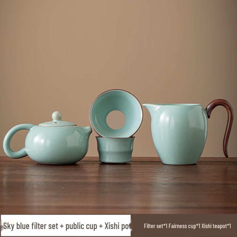 Ru Kiln Tea Strainer & Teapot Set