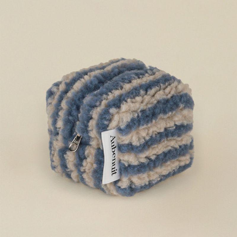 

Aube nuit Obnuit Wool Cube Pouch Keyring Stripe_Gray Blue S (Keyring can be added) No keyring
