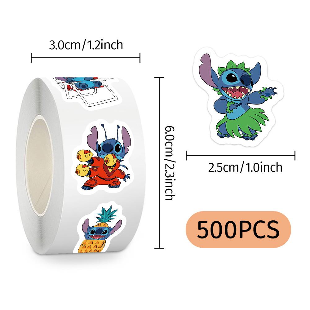 Kawaii Stitch Roll Stickers 500Pcs Per Roll Cute Decorative Stickers For Journal Diary Planner Craft