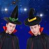 Velvet Halloween Witch Wizard Hat Bending Angle Devil Cap Casual Style Halloween Hat  Adults
