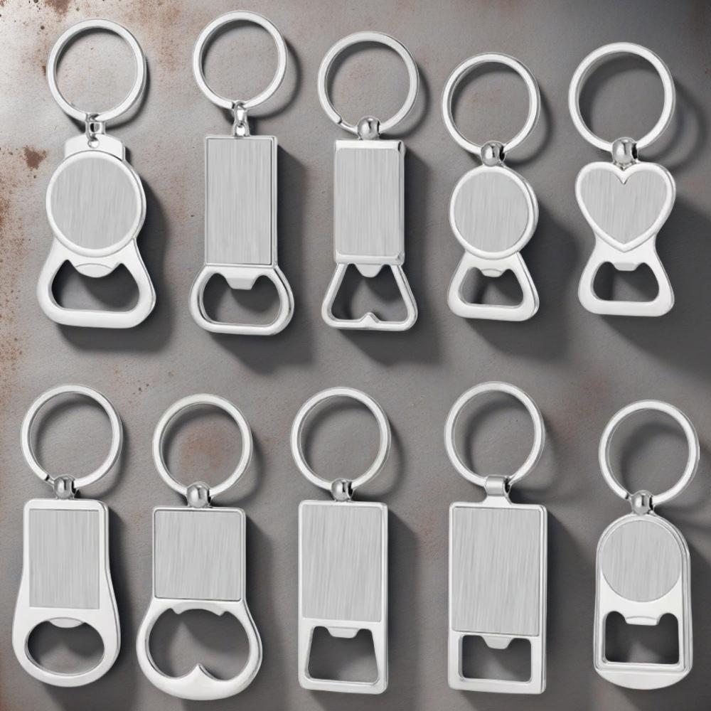 Creative Custom Laser Logo Name Keyring Practical Printing Activity Bar Ad Key Ring Chain Metal Beer Bottle Opener Keychain Gift