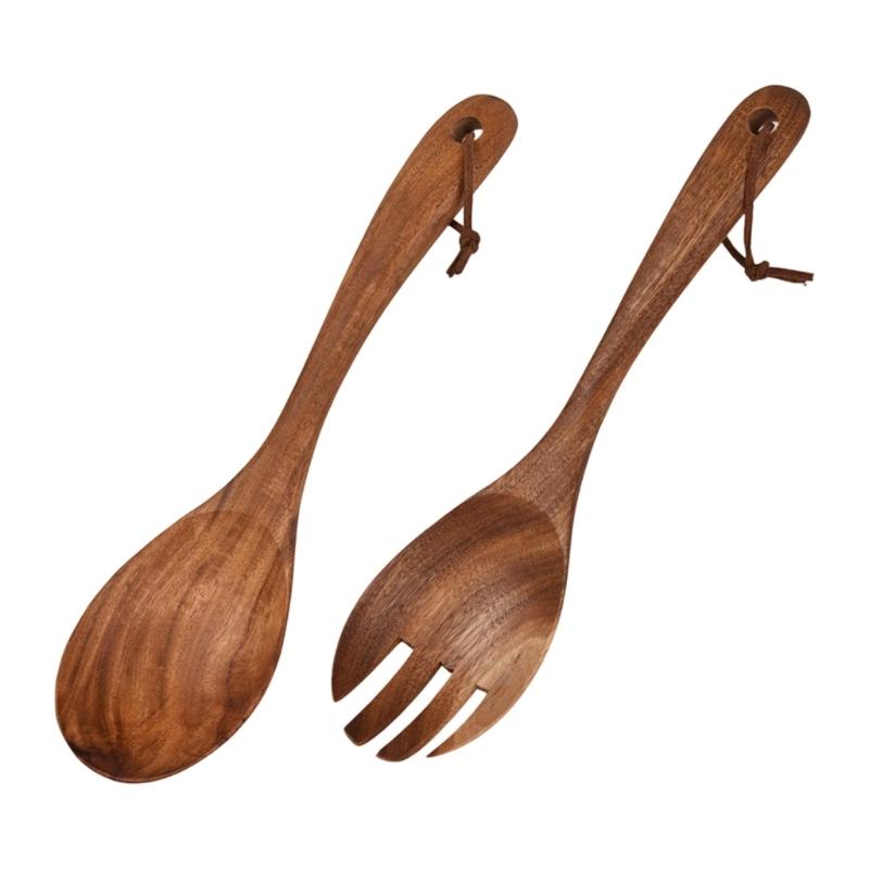 

Japanese Style Wooden Spoon And Fork Set Kitchen Utensils Cutlery Collection For Cooking Serving Hot Dishes 1