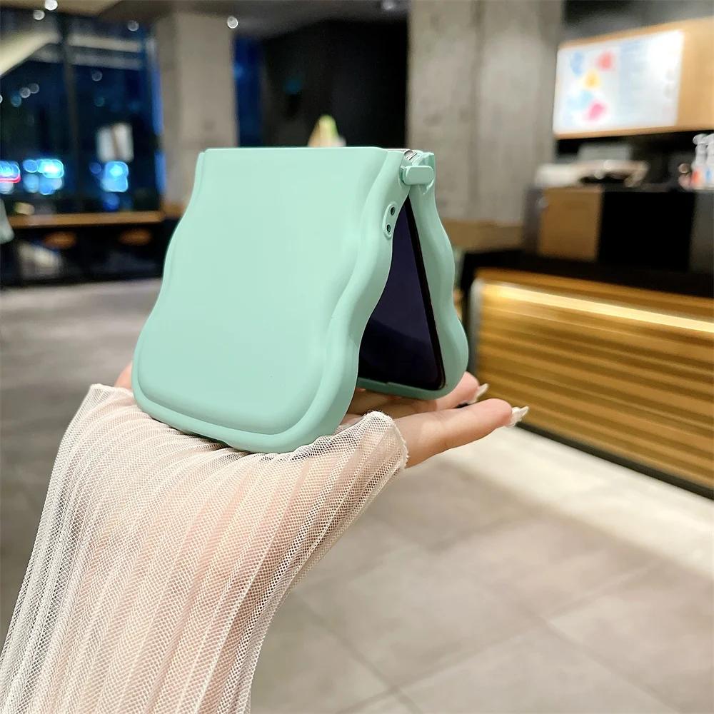 Fashion Matte Wave Edge Silicone Phone Case for Samsung Galaxy Z Flip 6 Z Flip5 Z Flip4 Z flip3 Shockproof Soft Cover
