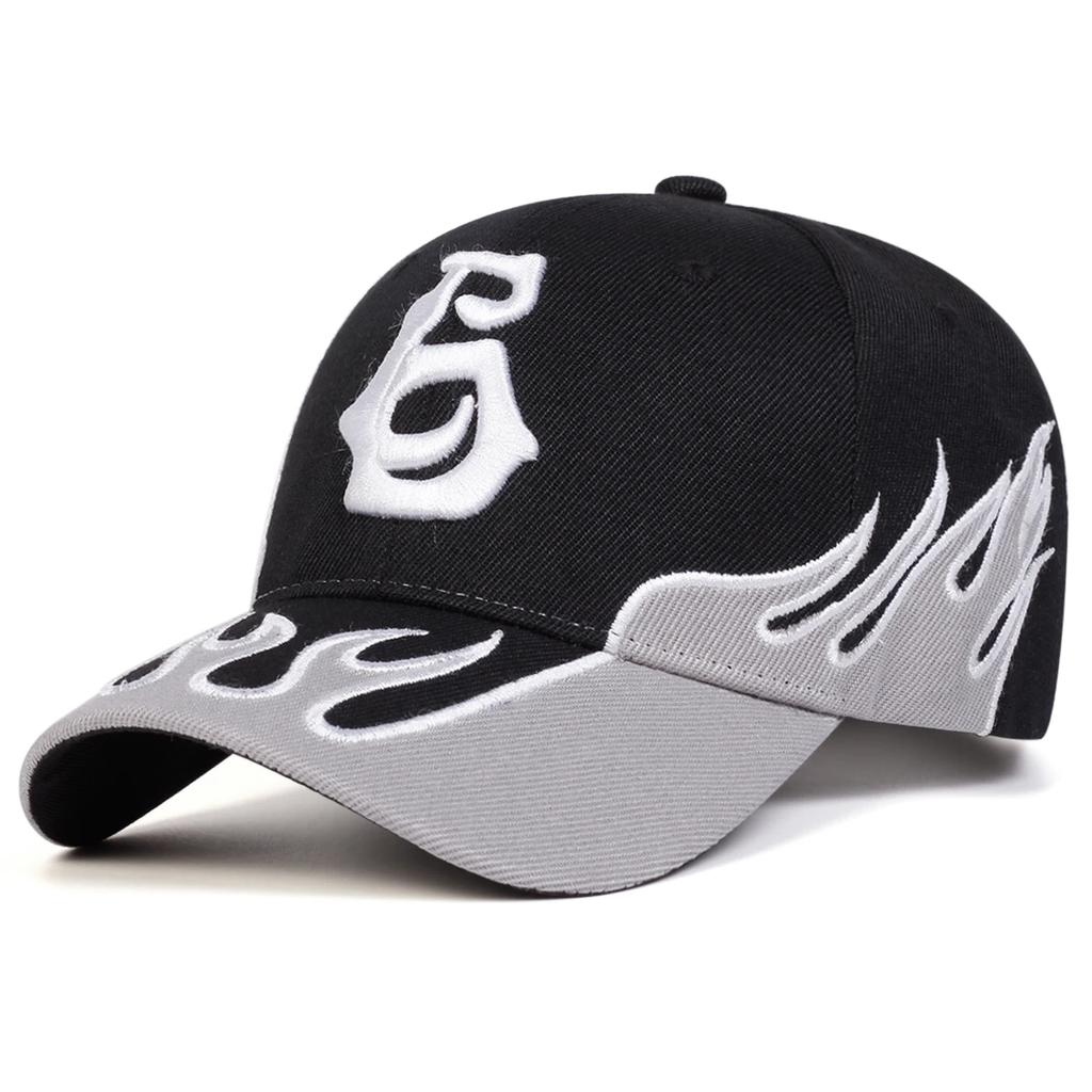 Unisex Flame Embroidery Letter Baseball Caps Spring Autumn Outdoor Adjustable Casual Hats Sunscreen Hat Sports Cap