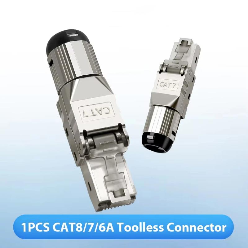 1Pcs Rj45 Shielded Toolless Modular Termination Plug Rj45 Cat8 Cat7 Cat6A Connector 2000Mhz 40G Lan Cable For 22Awg-24Awg