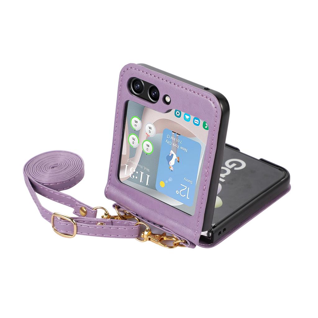 Applicable To Samsung Z Flip5Phone Case Foldable Flip4Crossbody Phone Case with Card Slot Protection